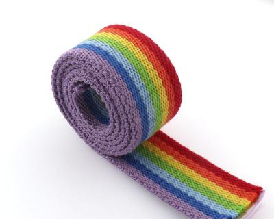 China High Tenacity 32mm 38mm Heavy Duty Rainbow Polyerter Cotton Webbing Custom Woven Tape for sale