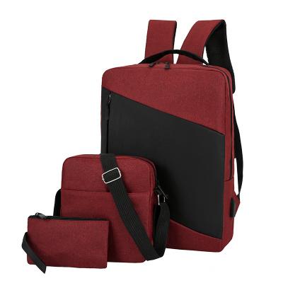 China With USB hot sale three-piece suit large capacity laptop backpack male and female high school students school bag set outdoor travel bag for sale