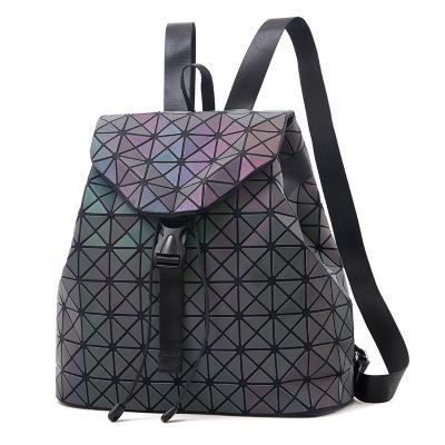 China Laser Cut Military Backpack Fashion Travel Backpack Colorful Diamond Double Customize Shoulder Bag Geometric Night Light for sale