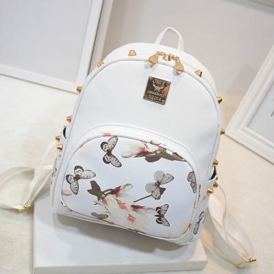 China Ladies Bag Pu Leather School Bags High Quality Butterfly Flower Backpack Ladies Backpack 2022 Backpack School Bag Teenager Backpack Girls for sale