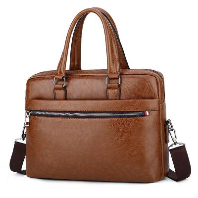 China Waterproof Men Briefcase Handbags For Fashion Business Laptop PU Leather Trim With Shoulder Cross - Body Bags for sale