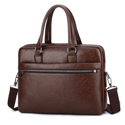 China Men's Waterproof Custom Business Laptop Bag PU Leather Outdoor Computer Handbag Lightweight Travel Laptop Messenger Bag for sale