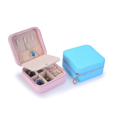 China Small Size Portable Jewelry Storage Women Earring Ring Jewelry Storage Organizer Box Case Carry Box Jewelry Suitcase for sale