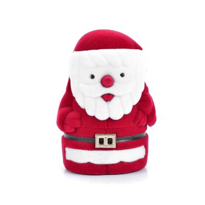 China Custom Santa Claus Velvet Ring Jewelry Box Fashional Christmas Gift for sale