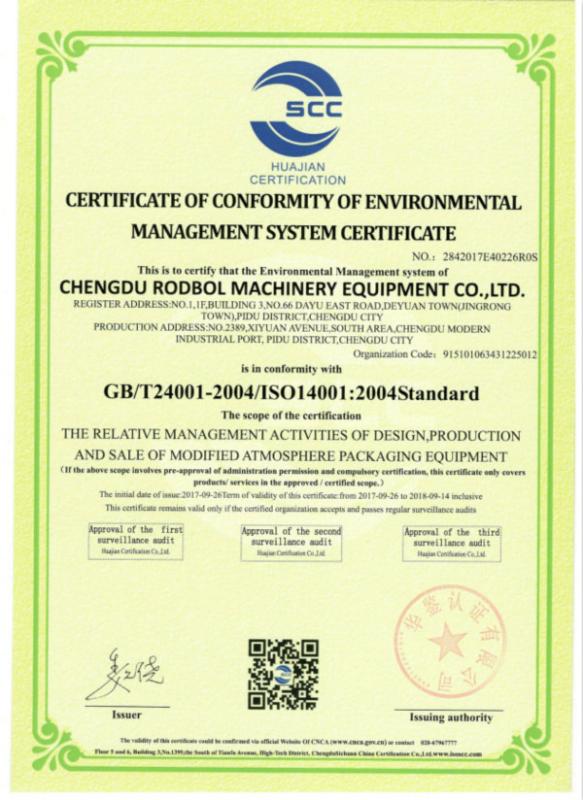 ISO14001 - Chengdu Rodbol Machinery Co., Ltd.