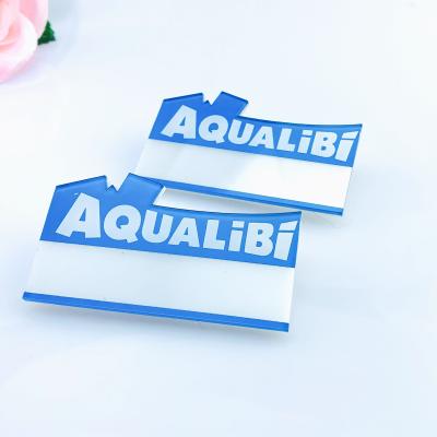 China wholesale 3D OEM inventory items screen printing brand name acrylic badges various sizes name tag badge for sale