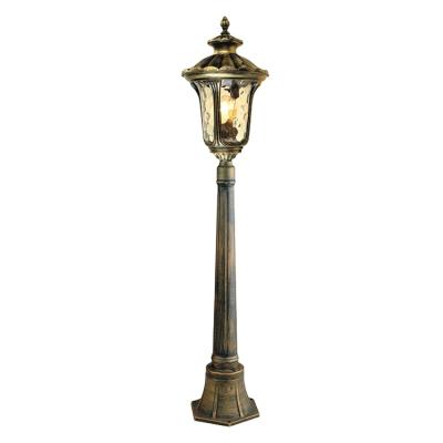 China Antique Garden Aluminum Stamped Decorative Glass Post Pillar Garden Light for sale