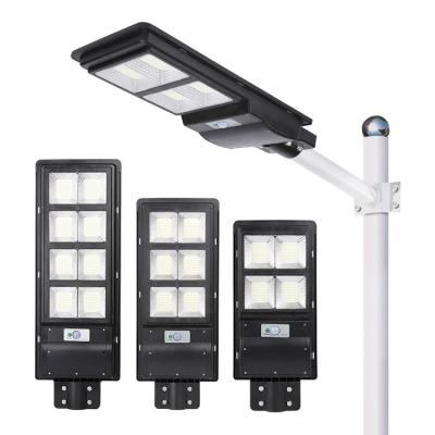 China Human Motion Sensor Ip65 Waterproof 90w 200w 300w ABS Sensor Integrated All In One Solar Led Street Light for sale