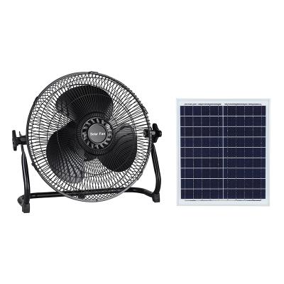 China High Wind Hotel 12 Inch Solar Fan Portable Rechargeable Fan for sale