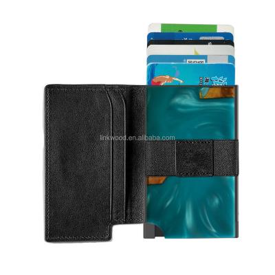 China RFID Mens RFID Blocking Slim Real Wood / Leather Wallet for sale