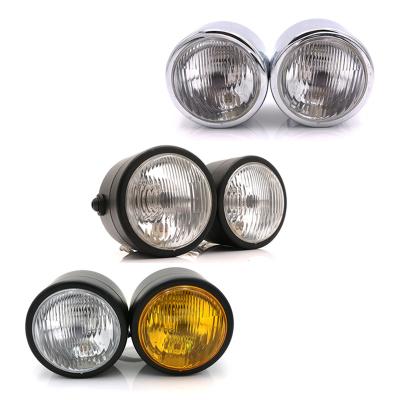 China Light Up Front Dual Motorcycle Headlight Assembly For Cafe Racer Chopper Motorbike Motorcycle Accessories Head Light for sale