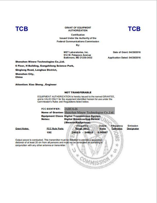 FCC - Shenzhen Minew Technologies Co., Ltd.