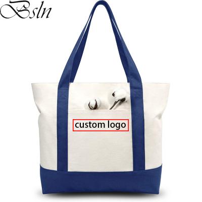 China Boslun Custom Reusable Soft Folding Shopping Bags Cotton Mesh Grocery Canvas Work Tote Bag for sale