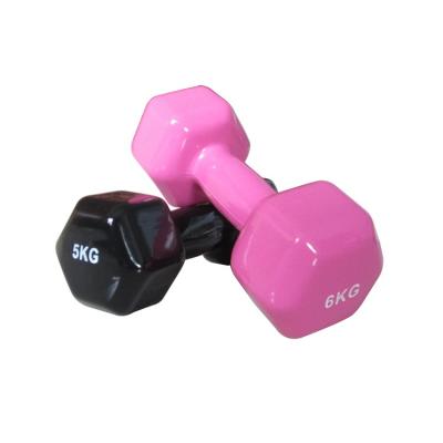 China woman used color vinyl dumbbell covered with rubber dumbbell fitness hex dumbbell for sale for sale