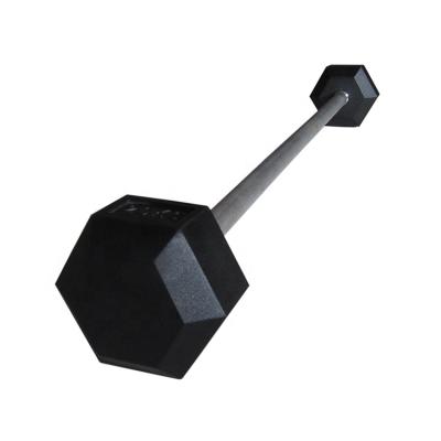 China Universal Gym Fitness Weightlifting Equipment Hex Rubber Fixed Straight Barbell Set for sale