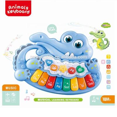 China Toy New Design Crocodile Design Battery Operated Children Musical Instrument Keyboard Piano Intelligence Toy Set Electronic Organ Toy For Children. for sale