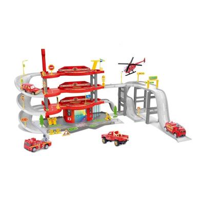 China Toy High quality metal model car parking lots slot fire engine fire station set car garage toy. for sale