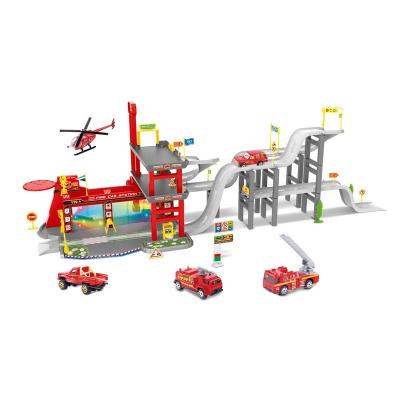 China Slot Toy 5pcs Alloy Cars New Design DIY Assemble Fire Fighting Set Toys City Parking Lot Toy. for sale