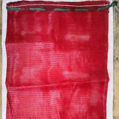 China Netherlands Spain 25KG Recyclable ONION PP LENO MESH BAG 55X87 WITH TWO HOLE for sale