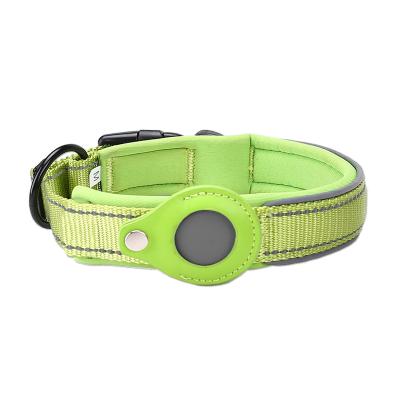 China Reflective Pet Accessories GPS Case Holder Collar Tracker Airtag Dog Collar for sale