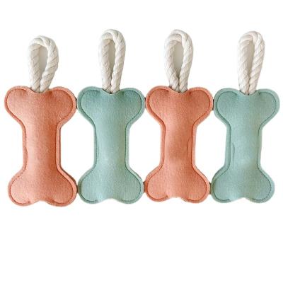 China Viable Rope Dog Tug Toy Felt Interactive Pet Dog Bone Puppy Toys For Aggressive Chewers for sale