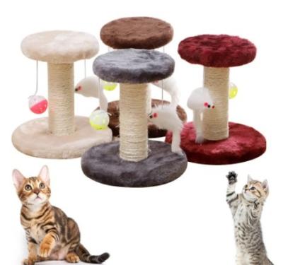 China Cat Tree With Pulling Resistance Stocked Mouse Playing Durable Natural Rope Poles Ball Sisal Wood Cat House for sale