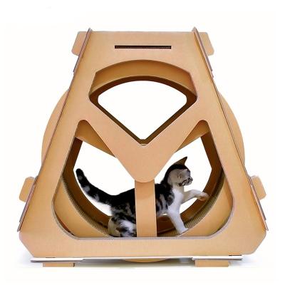 China Sustainable Interactive Movement Toy Cat Tree Scratcher Cat Wheel Cat Indoor Activity Scratchboard Pet for sale