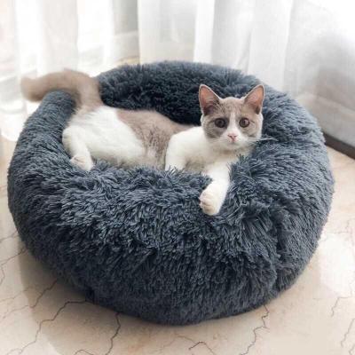 China Removable Breathable Fluffy Plush Blanket Around Cozy Soothing Donut Cat Dog Beds for sale