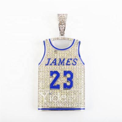 China Hiphop Wholesale New Arrivals Mens Jewelry Basketball Fan Number 24 Copper Tank Top Pendant Customized for sale