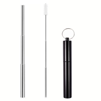 China Popular Reusable Stainless Steel Straw Practical Retractable Metal Straw with Cleaning Brush for Picnic Camping Hiking Travel for sale