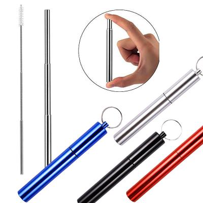 China Popular Collapsible Telescopic Straws Drinking Straws Portable Stainless Steel Folding Straw For Bar Cafe for sale