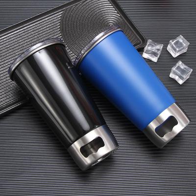 China Good Deal 304 Design Metal Beer Cup Viable Popular Pint Cup Stainless Tumbler Vacuum Beer Cup With Opener Lid for sale