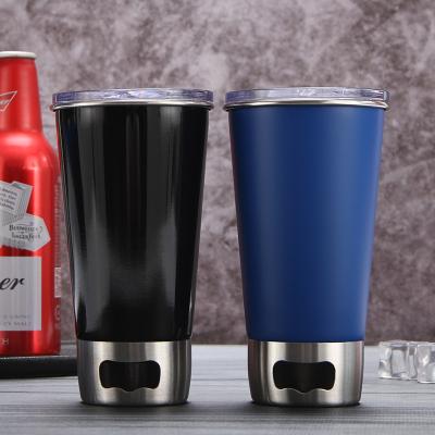 China Double Wall Stainless Steel Tumblers Beer Pint Stainless Steel Viable Hot Selling Beer Mug With Beer Opener for sale