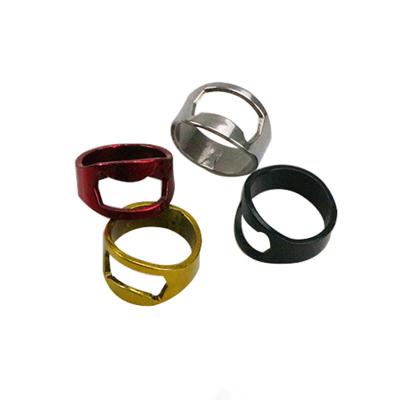 China New Viable Mini Metal Drinks Openers Gold Sliver Black Bottle Opener Steel Finger Ring Bottle Opener Stainless Steel for sale