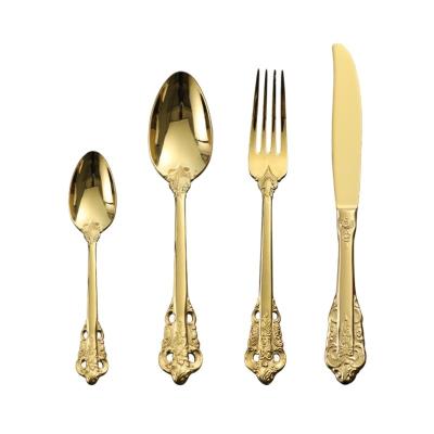 China Viable Jieyang Cutlery Table Knife Spoon Fork Set 18/10 304 Stainless Steel Table Fork Table Knife Cutlery Set Gold For Fast Delivery for sale