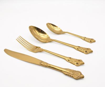 China Viable Factory Direct Selling Best Viable Antique Goldware Silverware Gold SS18/10 304 Gold Cutlery Set Classic Italian Wedding for sale