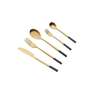 China Jieyang flatware stainless steel gold home cutlery 5pcs viable spoon knife fork cutlery set for wedding restaurant hotel for sale