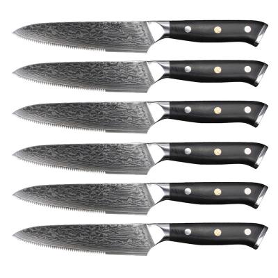 China Sustainable Kitchen 6 Piece Knife Sets Block Kitchen Chef Knifes Stainless Steel Serrated Manual Steak Sharpener Knives for sale