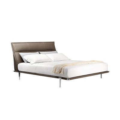 China Moonlight Removable Leather Bed Modern Bedroom Stainless Steel Large Single Support Bed for sale