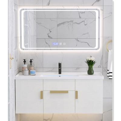 China 2022 Newest Modern One Drawer One Door Wall Hung Bathroom Vanity Furniture Ceramic White Sink Cabinet With Mirror For Home/Hotel for sale