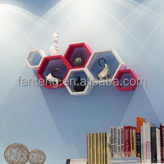 China PANEL diamond shape wall shelf, wooden decoration wall shelf, photo wall shelf for sale