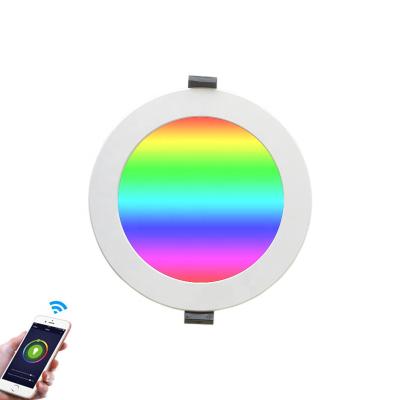 China Downlights Round RGB Recessed Ceiling Color APP Control WIFI LED Smart Downlight Alexa Voice Control Downlight Changing Bulb for sale