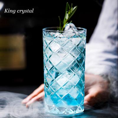 China OVERSIZED GLASS Water Glass Crystal Tumbler Diamond High Ball Juice Cocktial Glass for sale