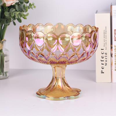 China Modern Glass Bowl Mid Century Modern Candy Room Kids Dessert Bowls Art Amber Crystal Bowl for sale