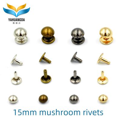 China Nickel 15mm free high end wholesale double mushroom rivets shape metal screws and leather rivets for handbag for sale