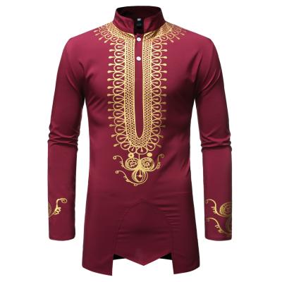 China Anti-pilling ready to ship Autumn New Fashion Dynamic Men's Dashiki Vintage Casual One-Piece African Style Head the new tan formal shirts for sale