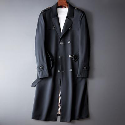 China Waterproof Compound Collar Men's Long Winter Trench Coat Fabric Turn-Down Casual Coats for sale