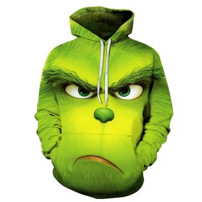 China 2022 Wholesale Anti-wrinkle 3D Printed Green Orangutan Exaggerated Pattern Couples Hoodie Fashion Pullover Tops for sale