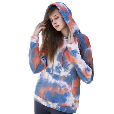 China Anti-wrinkle Women's 100% Cotton Hoodies Tie Dye Custom Logo Tops Sports Sweatshirt Pullovers Oversize Streetwear for sale