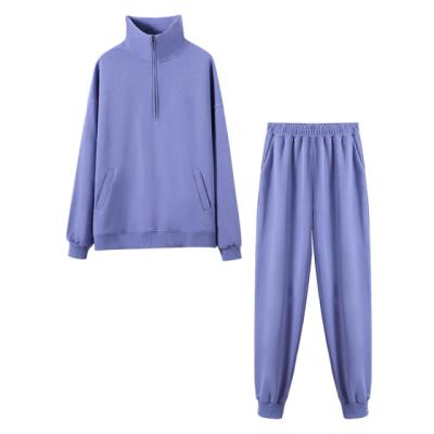 China OEM 2022 Unisex QUICK DRY Tracksuit Pocket Women Sets Blue Two Piece Zipper Tops And Pants Casual Outfit Solid Pants Set Pant Suits for sale